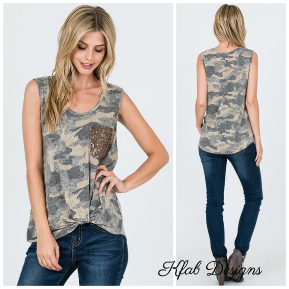 KFab Designs Tops - ❤️LAST 1! Sequin Pocket Camo Top!